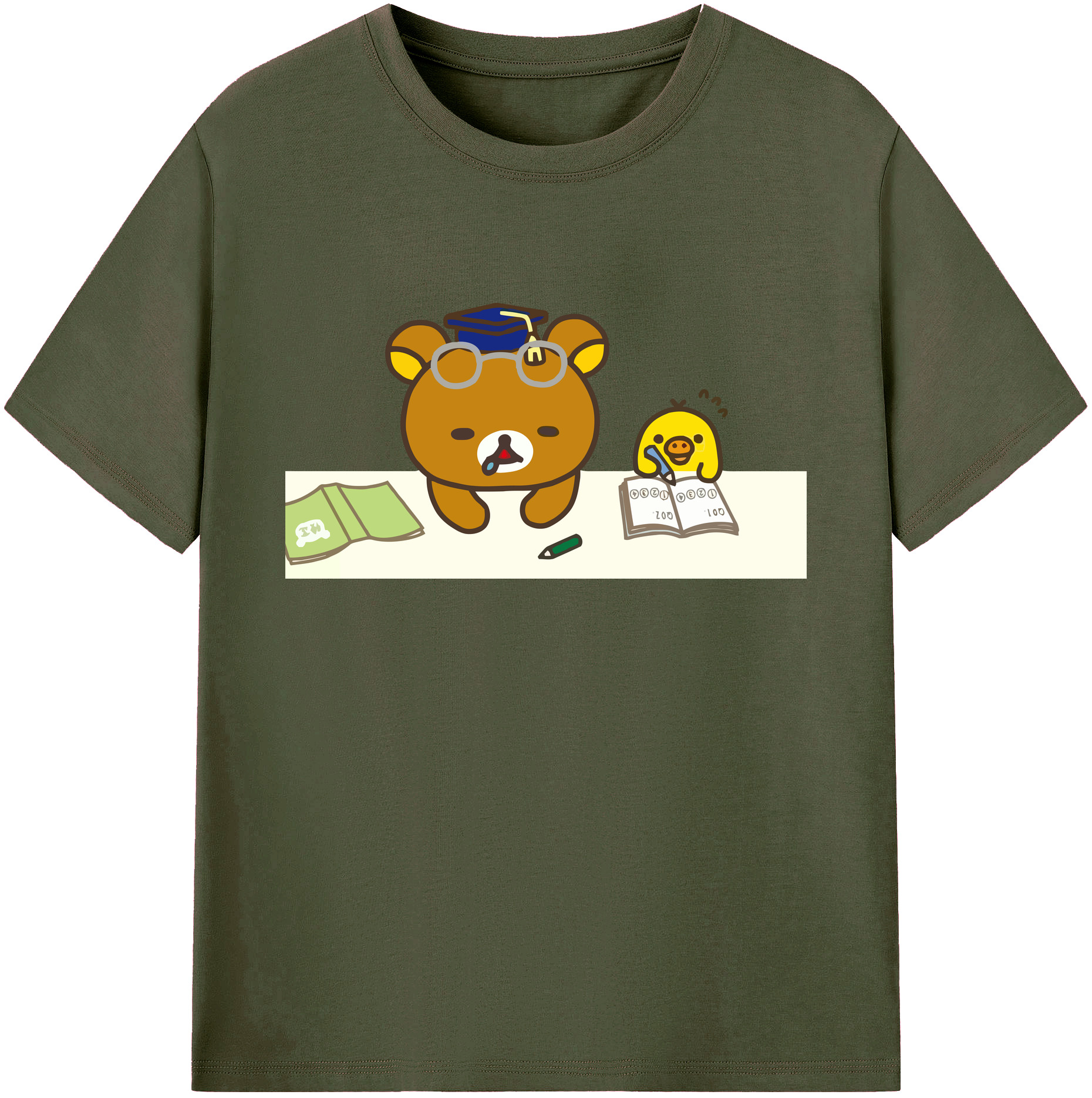 （画像用） リラックマ リラックマ キイロイトリ Rilakkuma Korilakkuma Kiiroitori 綿100％ メンズ半袖Tシャツ｜肌触りやわらか＆通気性